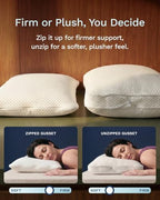 ViscoSoft Adjustable Memory Foam Pillow, Standard Size – 1-Pack – Expandable Gusset Design for Custom Firmness, Washable Cover