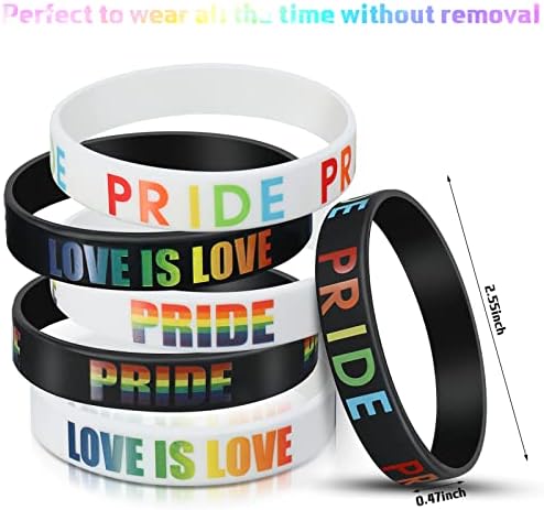 Aoriher 30 Pcs Pride Bracelets Bulk Rainbow Pride Gay Wristbands LGBT Rainbow Silicone Wristbands Lesbian Gay Support Rubber Bracelets for Parades LGBT Party Accessories Decorations Gifts Supplies