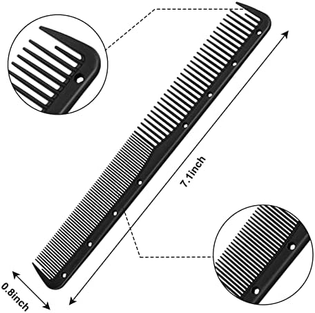 Leinuosen 12 Pcs Carbon Fine Cutting Comb for Salon Hairdressing, Heat Resistant Barber Comb (Black)