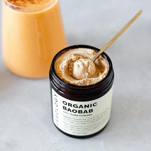Erbology Organic Baobab Powder 3.2 oz - 45 Servings - Skin Health and Immunity Support - Rich in Vitamin C, B Vitamins and Polyphenols - Sustainably Sourced Straight from Farm - Vegan - GMO-Free