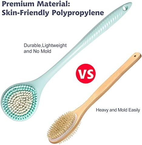 BEDELITE Back Scrubber for Shower, Soft Bath Brush Long Handle for Men & Women(16.4 Inches), Anti Slip Body Scrubber Exfoliator for Cleaning(Blue)