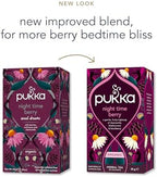 Pukka Organic Night Time Berry Herbal Tea with Chamomile, Echinacea, and Elderberry, Caffeine Free, 20 Total Tea Bags