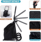 2-in-1 Foldable Grocery Cart with Seat, Portable Utility Cart & Hand Truck, 32.5 Gal Removable Waterproof Bag, Heavy Duty Collapsible Shopping Trolley, 132 lbs Capacity, Black