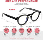 Blue Light Blocking Glasses for Women Men, Retro Round Frame Computer Gaming Glasses Anti Glare & UV RF6209