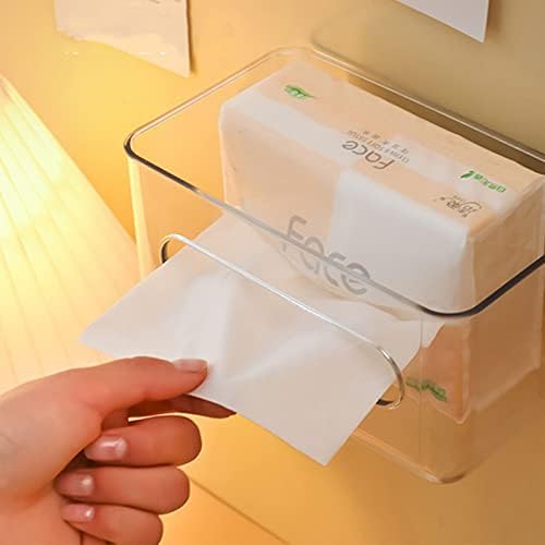 Clear Acrylic Wall Mounted Tissue Box Holder Napkin Holder Paper Towel Dispenser Storage Rack Bathroom Organizer Modern Transparent Acrylic