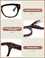 Madison Avenue Retro Blue Light Blocking Reading Glasses for Women Spring Hinge with Case, Elegant Computer Readers Glasses