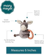 Mary Meyer Soft Baby Rattle with Soothing Teether Ring, 6-Inches, Dusty Donkey