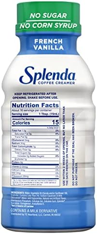 SPLENDA Sugar Free, Low Calorie French Vanilla Coffee Creamer, 8 Fl Ounces Bottle