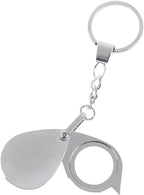 10X Mini Pocket Magnifying Glass Jewelers Loupe Silver Foldable Rotating Loupe with Keychain Apply to Reading, Jewelry