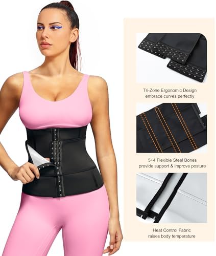 LEINIDINA Waist Trainer for Women Corset Shapewear Segmented Sweat Waist Trimmer for Women Workout Belt