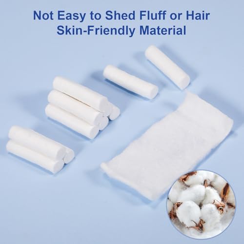 600 Pcs Nose Cotton Plugs, 1.5 Inch Absorbent Dental Cotton Rolls for Mouth Multi-Use Nose Cotton Plugs for Dentist Clinic and Household