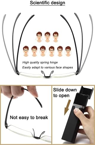 EYEURL Reading Glasses Half-Rim Computer Readers for Men and Women +0.75 Blue Light Blocking Lightweight Quality Thin Optics Eyeglass