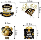 24 Pack Black Gold 2026 Happy New Year Cupcake Toppers 8 Types Muffin Cake Toppers for New Years Eva Party Favor Supplies (Pattern-2)