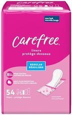 Carefree Panty Liners, Regular Liners, Wrapped, Unscented, 54ct (Packaging May Vary) & Thong Regular Liner (Pack of 1) Unscented 49 Count