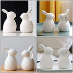 2Pcs Ceramic Bunny Rabbit Figurine Decorations Easter Rabbit Figurines Statue Home Layout Decor Desktop Decor