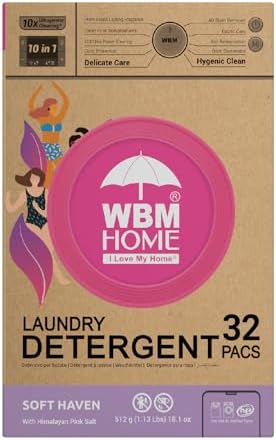 WBM Laundry Pods, 32 Count | Specially Designed for Undergarments With Soft Heaven Fragrance | Laundry Detergent Pods Formulated With Plant-Based Formula and Gentle Stain Remover