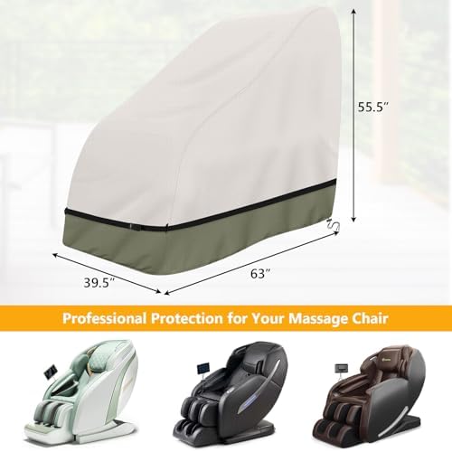 COSHNIBI Massage Chair Cover,Heavy Duty Waterproof and Dustproof Zero Gravity Massage Chair Cover for Most Brands of Full Body Shiatsu,63 x 39.5 x 55.5 Inches,Beige
