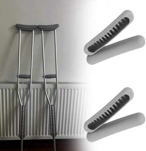 2Pcs Underarm Crutch Pad Replacement, Grey Crutch Padding, Crutch Pads, Universal Crutch Armpit Pad Cover, Replacement Cushion Tops Axillary Support, Crutches Accessories