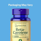 Puritan's Pride Beta Carotene Provitamin A 7,500mcg (25,000 IU), Vitamin Supplement for Immune System, Antioxidant and Eye Health Support, 100 Day Supply, 100 Rapid Release Softgels