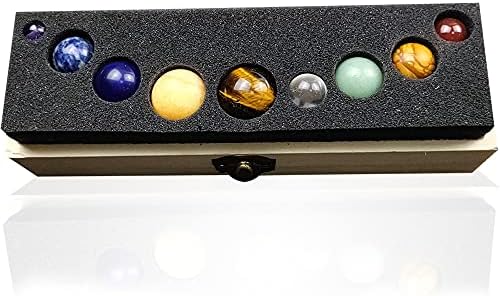Natural Solar System 9 Planets Decorations Gemstones Sphere Galaxy Universe Model Chakra Healing Crystal Sphere Ball Collective Figurines