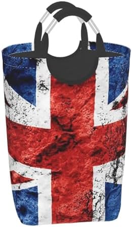 British Flag Sign 50l Collapsible Laundry Basket With Soft-Grip Handles -Foldable Clothes Hamper, Space-Saving Storage For Home, Dorm & Rv