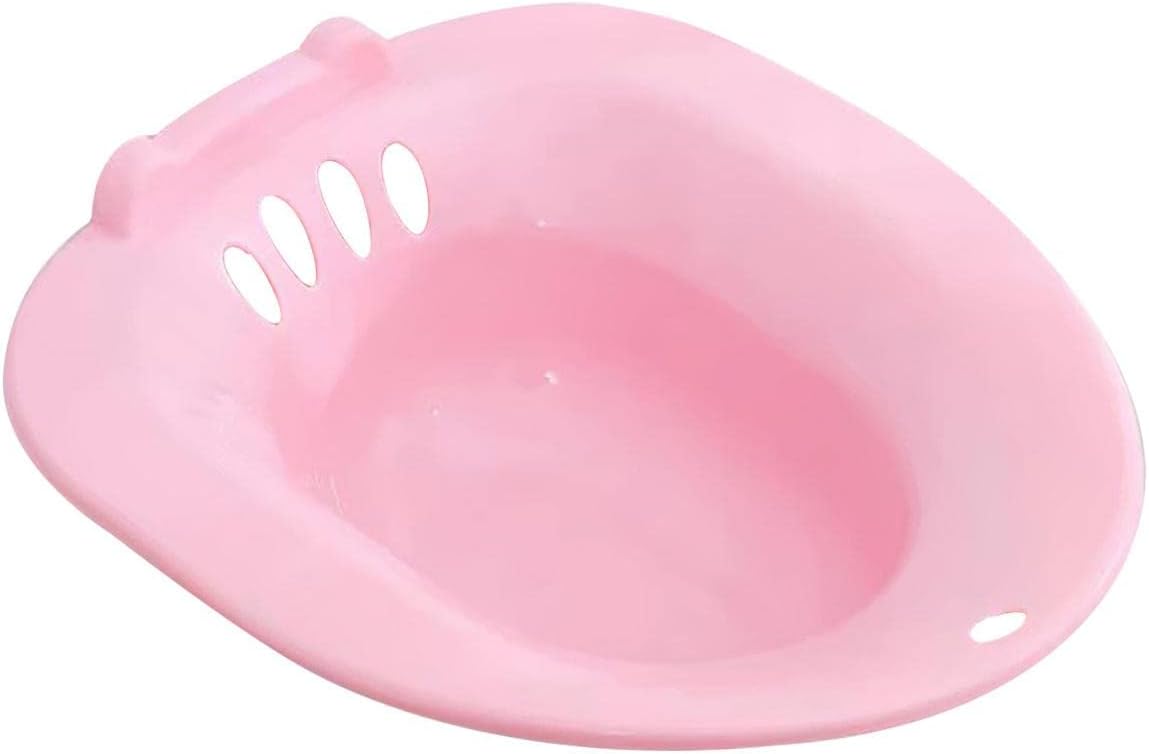 predolo Women Elderly Toilet Seat Sitz Bath Basin Wide Seating Area Hip Bath Tub Portable, Pink