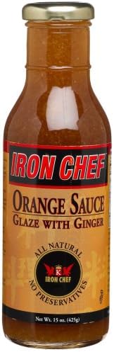 IRON CHEF Orange Sauce Glaze with Ginger, All Natural, Kosher, 15-Ounce Glass Bottles (Pack of 3)