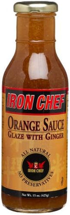 IRON CHEF Orange Sauce Glaze with Ginger, All Natural, Kosher, 15-Ounce Glass Bottles (Pack of 3)