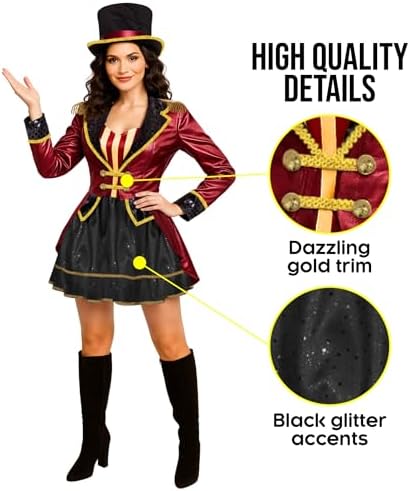 Morph Ringmaster Costume Women Adult Lion Tamer Costume Ring Leader Jacket Woman Halloween Circus Costumes for Women