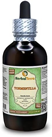 Tormentilla (Potentilla erecta) Glycerite, Dried Roots Alcohol-Free Liquid Extract (Brand Name: HerbalTerra, Proudly Made in USA) 4 fl.oz (120 ml)