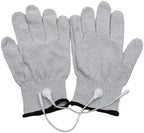 Pair of Silver Conductive Fiber Massage Gloves Replacement with Adapter Lead Wires for T-E-N-S Machine, Size L Available 1 Pair