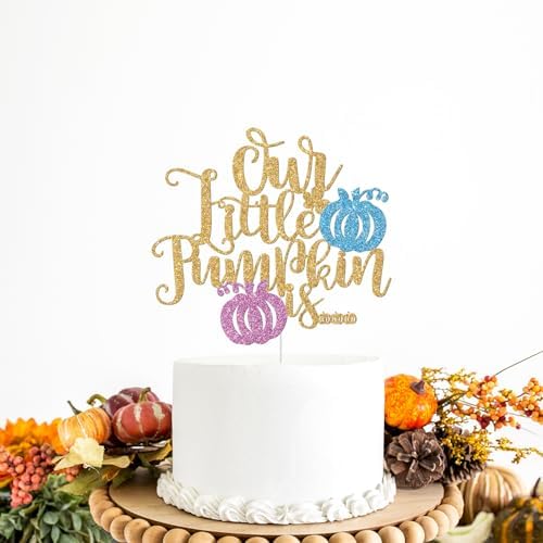 Glitter Our Little Pumpkin is Cake Topper, Pumpkin Gender Reveal Cake Decor, What Will Baby Be, Pumpkin Themed Baby Shower Party Decorations