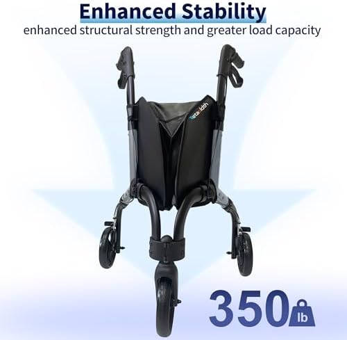 Premium 3 Wheel Rollator Walker for Seniors, Lightweight Foldable Three Wheeled Rolling Walker with Storage Bag, Aluminum Mobility Aid