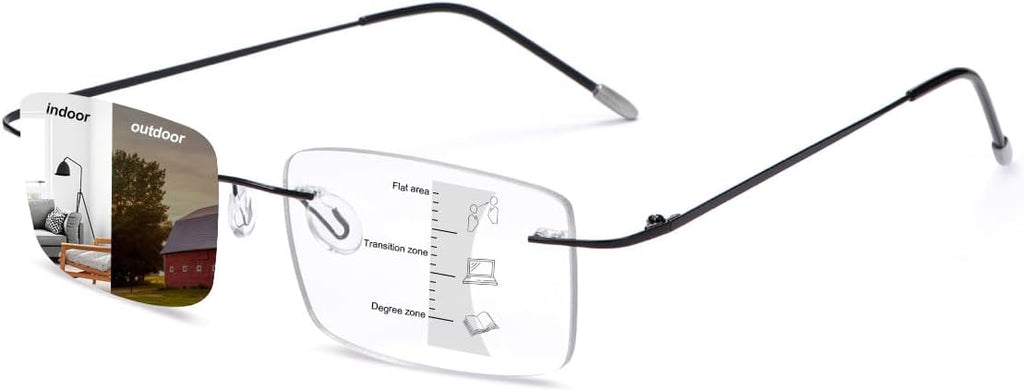 YIMI Photochromic Progressive Multifocus Reading Glasses UV Sun Readers Blue Light Blocking Lightweight Glasses for Men Women