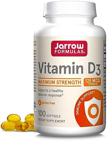 Jarrow Formulas Vitamin D3 125 mcg 100 Softgels & Zinc Balance 15 mg 100 Veggie Caps - Bone, Immune & Calcium Metabolism Support