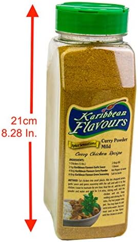 Premium Caribbean Curry Powder - (Mild Curry, 16 Ounce) No MSG - No Salt - No Pepper - No Preservatives - From Trinidad And Tobago (Mild Curry, 16 Ounce) - Spice Sensations