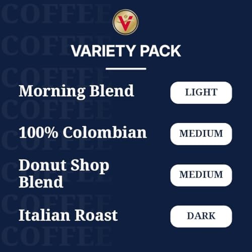 Victor Allen's Coffee Variety Pack (Morning Blend, 100% Colombian, Donut Shop Blend, and Italian Roast), 80 Count, Single Serve Coffee Pods for Keurig K-Cup Brewers