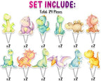 24 PCS Dinosaur Cupcake Toppers - Cute Dino Party Decorations for Kids Birthday and Baby Showers
