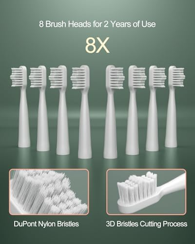Replacement Toothbrush Heads for Sonic Electric Toothbrush Model 806, White Brush Heads Compatible with 6 Colors, 8-Pack
