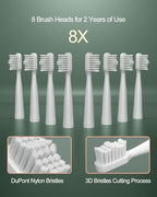 Replacement Toothbrush Heads for Sonic Electric Toothbrush Model 806, White Brush Heads Compatible with 6 Colors, 8-Pack