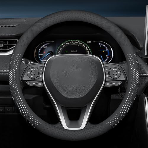 Car Steering Wheel Cover for Jeep Gladiator 2019–2025 2026 JT,Breathable Perforated Auto Steering Wheel Protector, Non-Slip Sporty Grip,Comfortable Sweat-Proof Vehicle Interior Trim,O-C