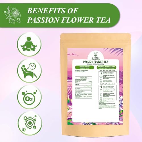 WT WEETEE Passionflower Tea Bags 100 Count | Caffeine-Free Herbal Tea | Rich Herbal Flavor & Smooth Taste | Te De Pasiflora