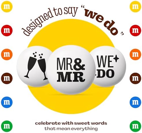M&M’S WORLD “Mr. and Mr.” Milk Chocolate Candy, 2 lbs Bulk Candy for Wedding Decorations, Unique Favors, or Cake Topper