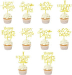 10PCS Happy Father's Day Cake Toppers,Acrylic Cupcake Toppers，Dad Birthday Themed Decoration，Father's Party Decoration supplies (acrylic10)