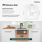 TORVA RV Kitchen Sink, 13 x 15 x 7 Inch Undermount Bar Sink 16 Gauge Stainless Steel Single Bowl Sink with Foldable Faucet Cutting Board, Dark Grey