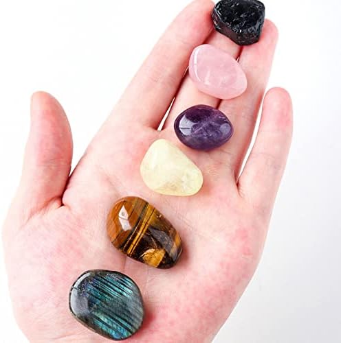 6pc Crystals Tumble Stones Bulk Set Constellation Lucky Gem Amulet Tumbled Polished Natural Stones for Wicca, Reiki, and Energy Crystal Healing,Virgo