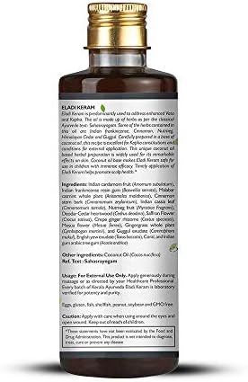 Kerala Ayurveda Eladi Keram | Ayurvedic Massage Oil for Body & Scalp | Daily Skin Nourishing Oil | Skin Rejuvenating Serum - 6.76 Fl Oz