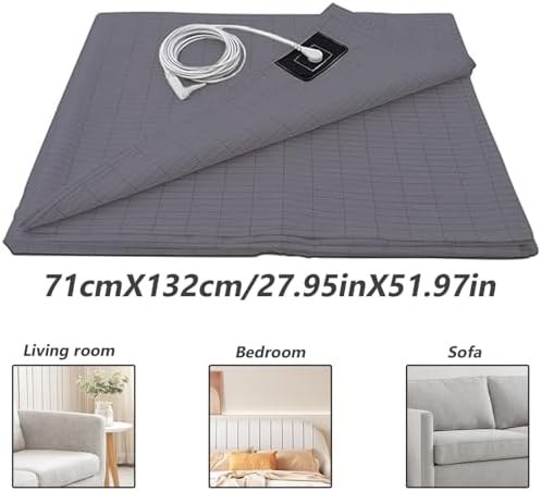 Grounding Sheet 28x52in Soft Sheet Breathable Grounding Bed Sheet with Cable Conductive Foldable Mat for Better Sleep Stress Relief, Sheet, Standard, 27.95x51.97inch
