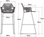 Barstool Outdoor Patio Rattan Wicker Chair with Footrest | Home Balcony Outdoor Patio Backyard Seat Height 58cm