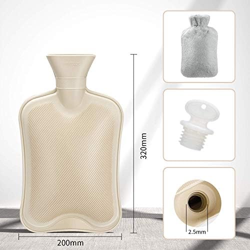 Hot Water Bottle with Soft Cover (2 Liter) Classic Rubber Hot Water Bagfor Cramps, Neck Shoulders Pain Relief Hot Cold Pack for Hot and Cold Therapy and Feet Warmer Great Gift for Women and Girls